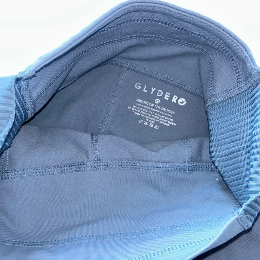 Glyder XS High-Waisted‎ Ice Blue Shape Leggings Joggers Pockets Ribbed Panels
